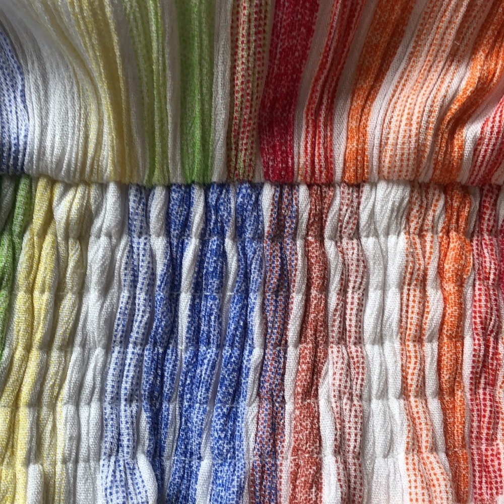 Jardin St. Macris Multi color,striped smocked,tiered mini Dress Size Medium - Picture 12 of 13